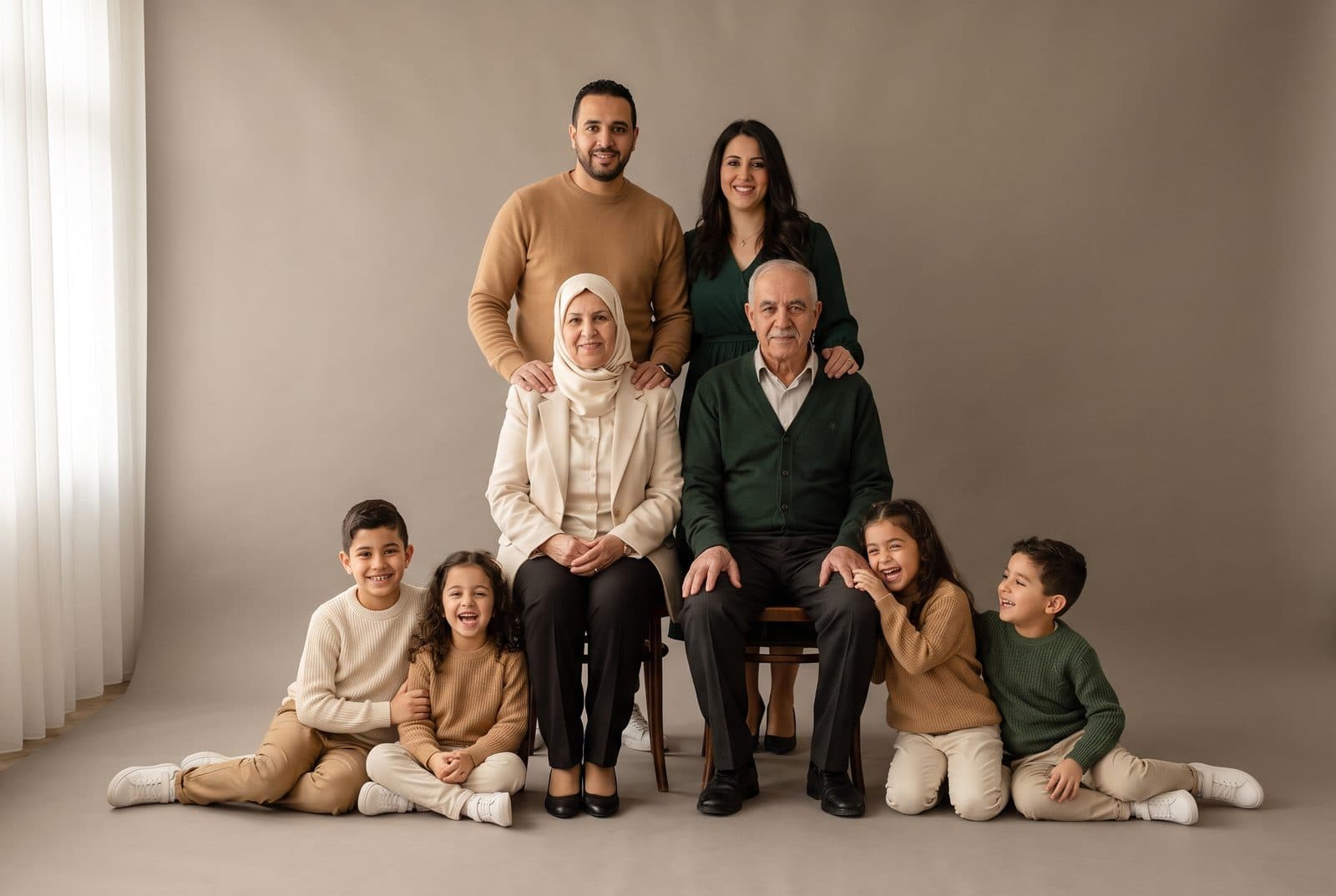 Trois générations d’une même famille, la grand-mère au centre