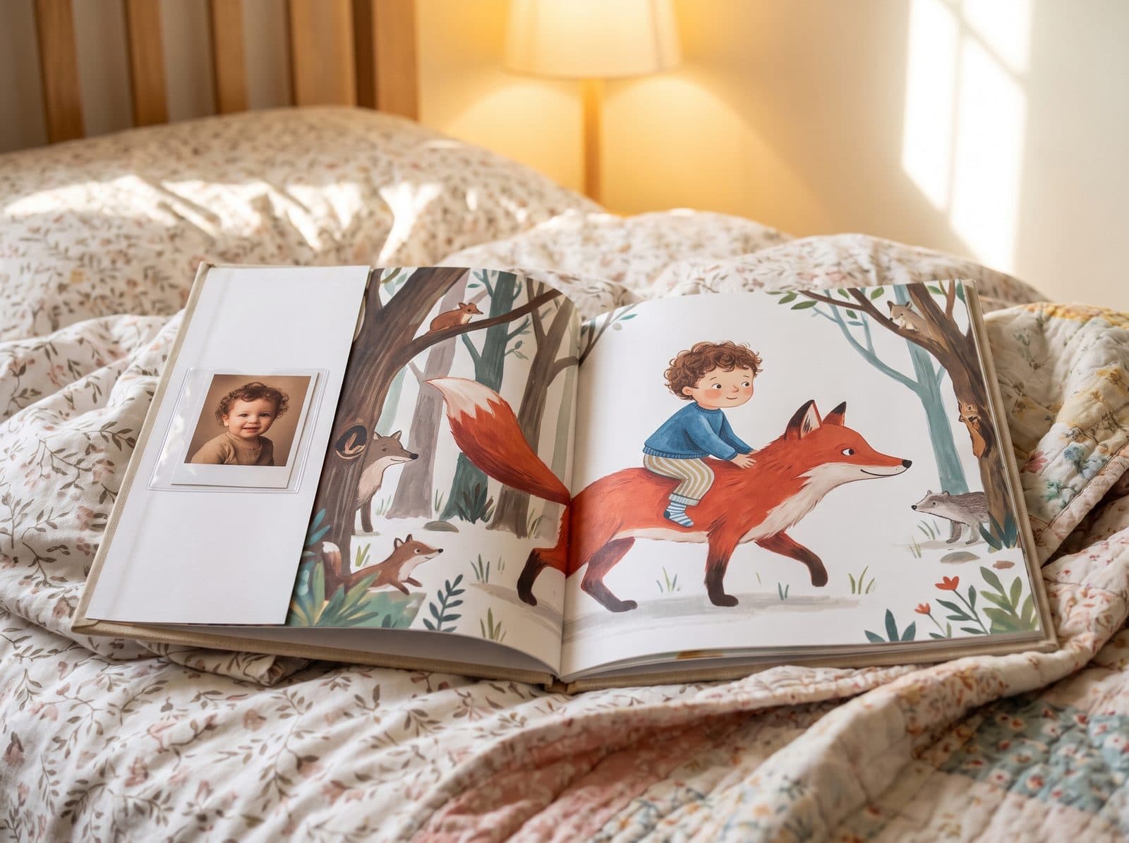 Livre illustré ouvert dont l’enfant est le héros